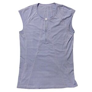 Athleta Pacifica Tank Top Purple Quarter Zip Cap Sleeve Womens Size Large NWT